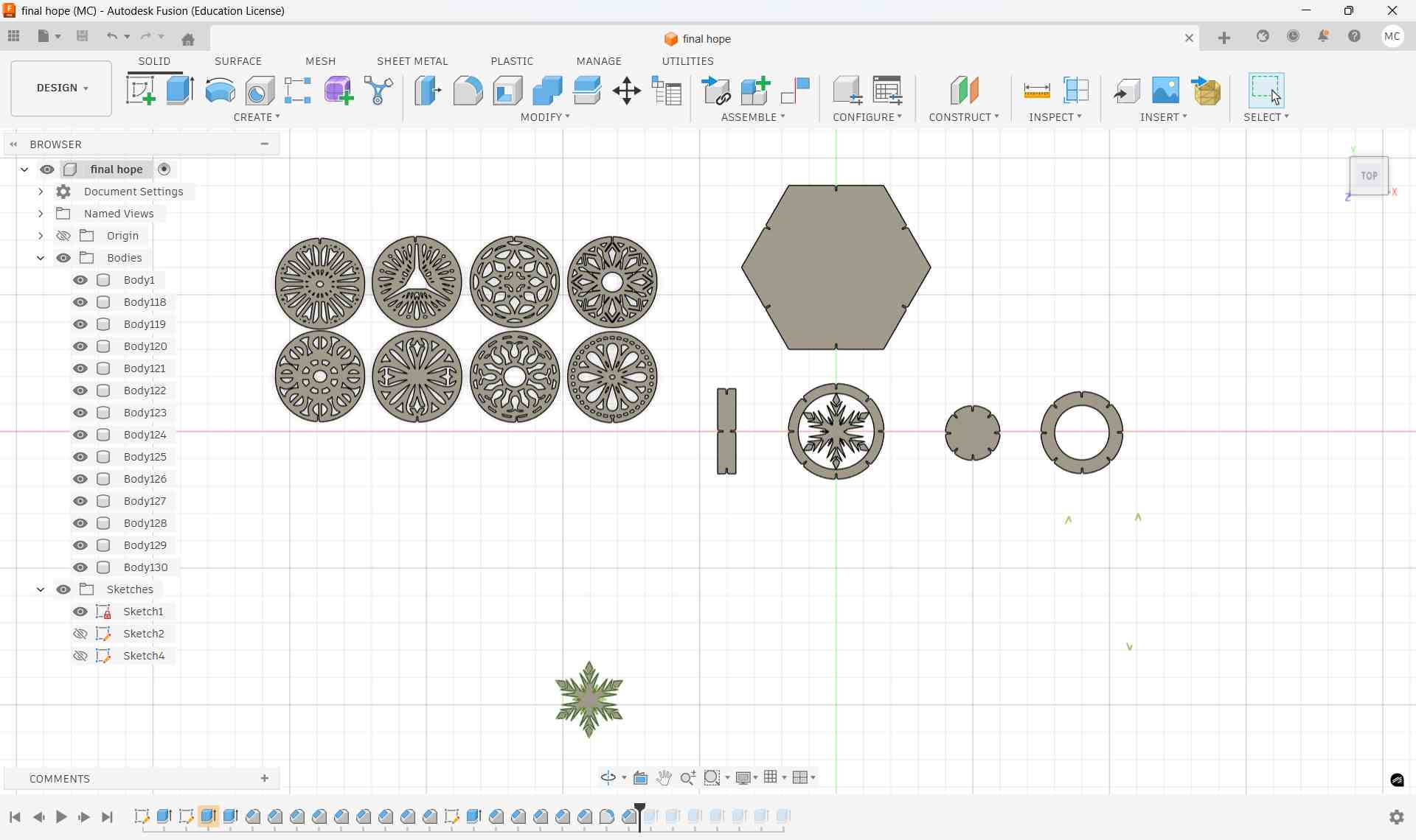 Traced bitmap of the Frozen motif in Inkscape after processing the image